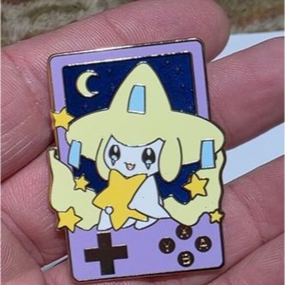 Jirachi Game Boy Enamel Pin – Starry Night Chibi Pokémon Wishmaker Style - Picture 3 of 5